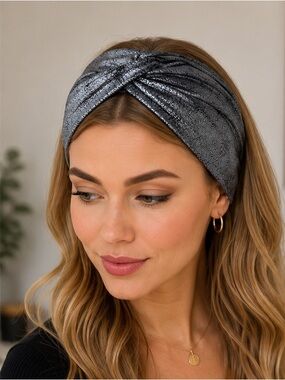 Twisted faux leather fabric, crackle fabric turban headband.